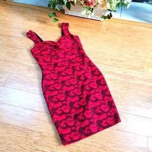 Candie's Maroon Jacquard Bodycon Dress